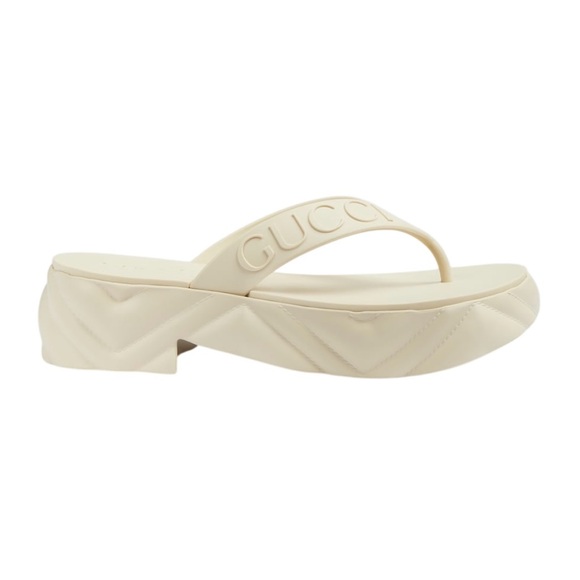 GUCCI THONG PLATFORM SANDAL IN WHITE - Picture 1 of 4